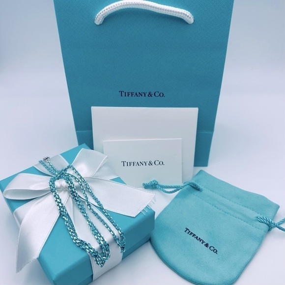 NWT Tiffany & Co. 30” 2.5 mm Blue Enamel Sparkle Necklace with PACKAGING - Picture 8 of 8